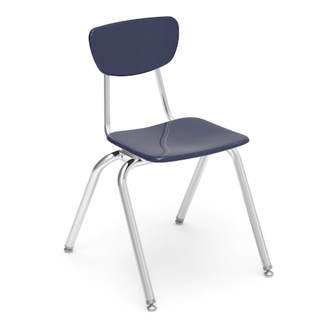 Virco 3000 Series 18" Classroom Chair, 5th Grade - Adult with Nylon Glides - Navy Seat 3018